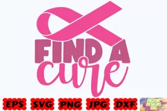 Find a Cure SVG | Cancer Breast SVG| Cancer Breast Cut Files Product Image 3
