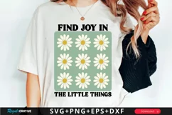 Find Joy In The Little SVG, Boho Floral Quotes SVG Design Product Image 1