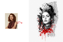 Watercolor Fine Art Abstract Ink Portrait Art Product Image 3