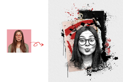 Editable Watercolor Fine Art Abstract Ink Portrait Art Product Image 3