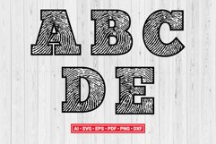 Fingerprint Numbers Letters Font Alphabet SVG Cut File Vector Silhouette Cameo Cricut Clipart