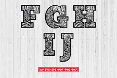 Fingerprint Numbers Letters Font Alphabet SVG Cut File Vector Silhouette Cameo Cricut Clipart