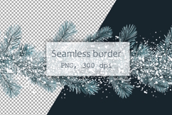 Snowy Fir Branch Seamless Border PNG Product Image 1