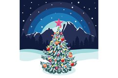 Fir tree in forest decorated for Christmas Product Image 1