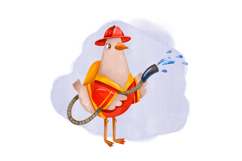 Firefighter Goose Clipart Set Hand Drawn Fire Rescue Element Product Image 9