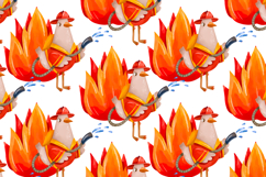 Firefighter Goose Clipart Set Hand Drawn Fire Rescue Element Product Image 4