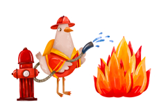 Firefighter Goose Clipart Set Hand Drawn Fire Rescue Element Product Image 8
