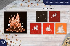 3D Shadowbox Mountain on Bonfire Layered Papercut Product Image 1