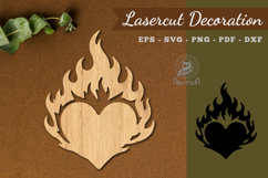 Fire Heart Lasercut Decoration SVG Product Image 1