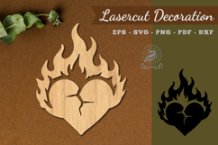 Fire Heart Lasercut Decoration SVG Product Image 1