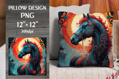 Fire Horse Chinese Zodiac Pillow Design. Perfect for decorative pillows, home décor projects, print-on-demand products, and zodiac-themed gifts.