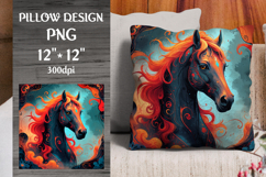 Fire Horse Chinese Zodiac Pillow Design. Perfect for decorative pillows, home décor projects, print-on-demand products, and zodiac-themed gifts.