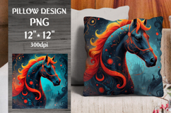 Fire Horse Chinese Zodiac Pillow Design. Perfect for decorative pillows, home décor projects, print-on-demand products, and zodiac-themed gifts.