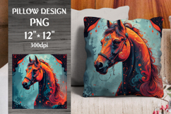 Fire Horse Chinese Zodiac Pillow Design. Perfect for decorative pillows, home décor projects, print-on-demand products, and zodiac-themed gifts.