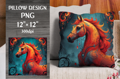 Fire Horse Chinese Zodiac Pillow Design. Perfect for decorative pillows, home décor projects, print-on-demand products, and zodiac-themed gifts.