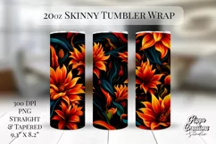 Fire Art Floral Tumbler Wrap - 20 oz Tumbler Wrap - Flowers Product Image 1