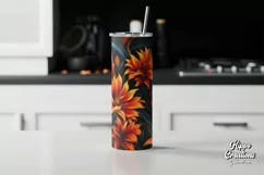 Fire Art Floral Tumbler Wrap - 20 oz Tumbler Wrap - Flowers Product Image 2