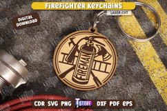 Firefighter Keychains Laser Cut Bundle, Fireman Sign SVG Product Image 10