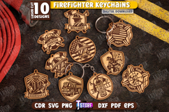 Firefighter Keychains Laser Cut Bundle, Fireman Sign SVG Product Image 1