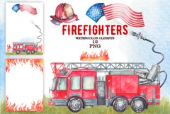 Fire Truck Watercolor clipart Product Image 1