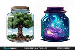 Watercolor Firefly Jars PNG Set Clipart Product Image 1