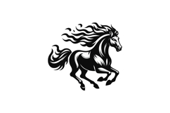 Black Running Fire Horse Vector Logo Illustration Product Image 1