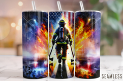 Firefighter Tumbler Wrap Sublimation, Fireman Tumbler Wrap Product Image 1