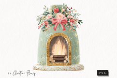 Brush Stroke Christmas Fireplace Clipart | Preppy Christmas Product Image 1