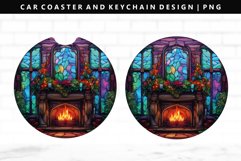Fireplace Keychain And Car Coaster Sublimation Design Product Image 1