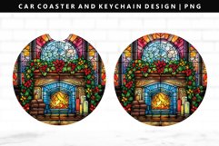 Fireplace Keychain And Car Coaster Sublimation Design Product Image 1