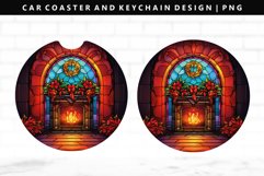 Fireplace Keychain And Car Coaster Sublimation Design Product Image 1