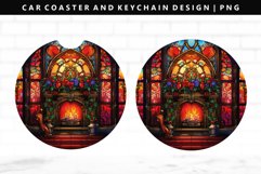 Fireplace Keychain And Car Coaster Sublimation Design Product Image 1