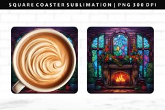 Fireplace Square Coaster Design | Square Coaster PNG Product Image 1