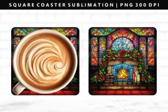 Fireplace Square Coaster Design | Square Coaster PNG Product Image 1
