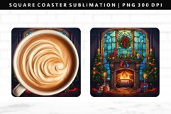 Fireplace Square Coaster Design | Square Coaster PNG Product Image 1
