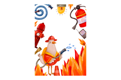 Firefighter Goose Clipart Set Hand Drawn Fire Rescue Element Product Image 11