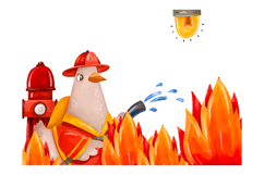 Firefighter Goose Clipart Set Hand Drawn Fire Rescue Element Product Image 12