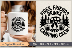 Fires Friends Drinks Camping Crew SVG File | Camping SVG Product Image 1