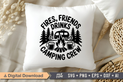 Fires Friends Drinks Camping Crew SVG File | Camping SVG Product Image 4