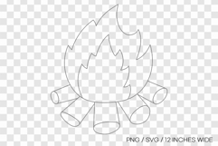 Bonfire and firewood outline SVG summer clipart illustration Product Image 1