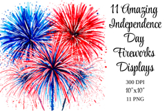 Red &amp; Blue fireworks clipart 1 Product Image 1