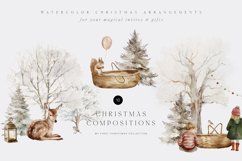 Christmas Animals Compositions, Watercolor Festive Clipart Product Image 1