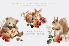 Christmas Animals Compositions, Watercolor Festive Clipart Product Image 1