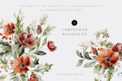 Christmas Floral Bouquets, Watercolor Winter Arrangements Product Image 1