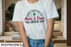 First Christmas As Mimi & Papa 2023 SVG T-shirt Design Product Image 3