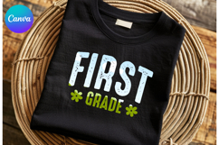 First grade Canva Frame Back to school Teacher Shirt Design Product Image 1