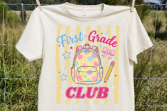 First Grade Club PNG, Retro Back to School Sublimation Product Image 1