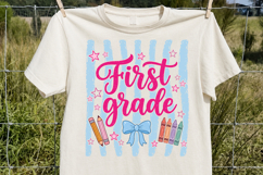 First Grade PNG, Retro Back to School Sublimation Design Product Image 3