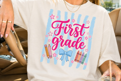 First Grade PNG, Retro Back to School Sublimation Design Product Image 4