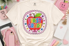 First Grade Teacher Apple PNG Retro School Design Product Image 2